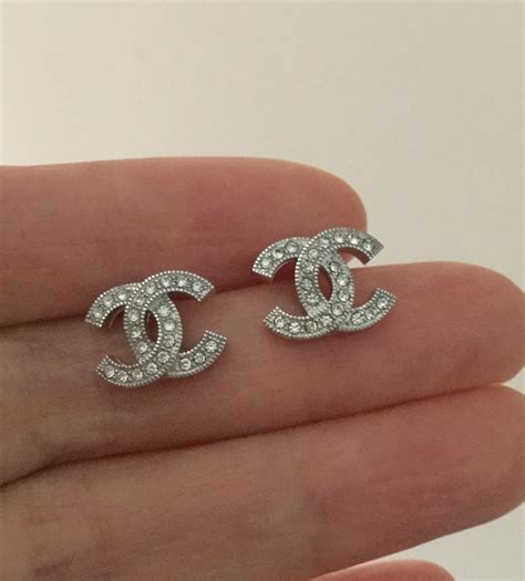 chanel earrings silver studs